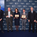 Connections of Cracksman receive their trophies for the Longines World's Best Racehorse Award